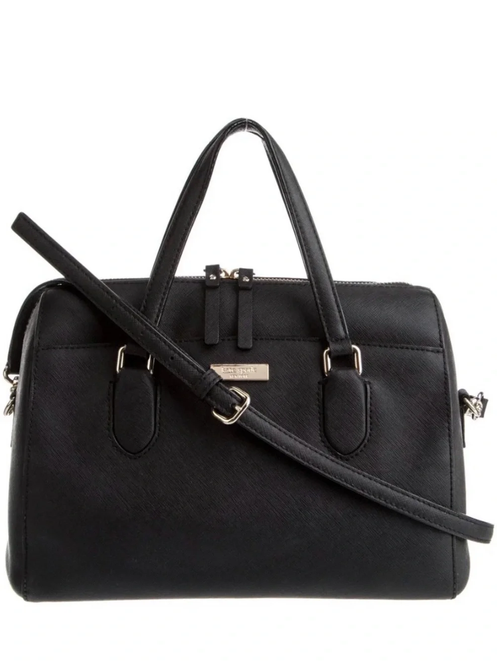 kate spade Black Saffiano Satchel with Gold-Tone Hardware
